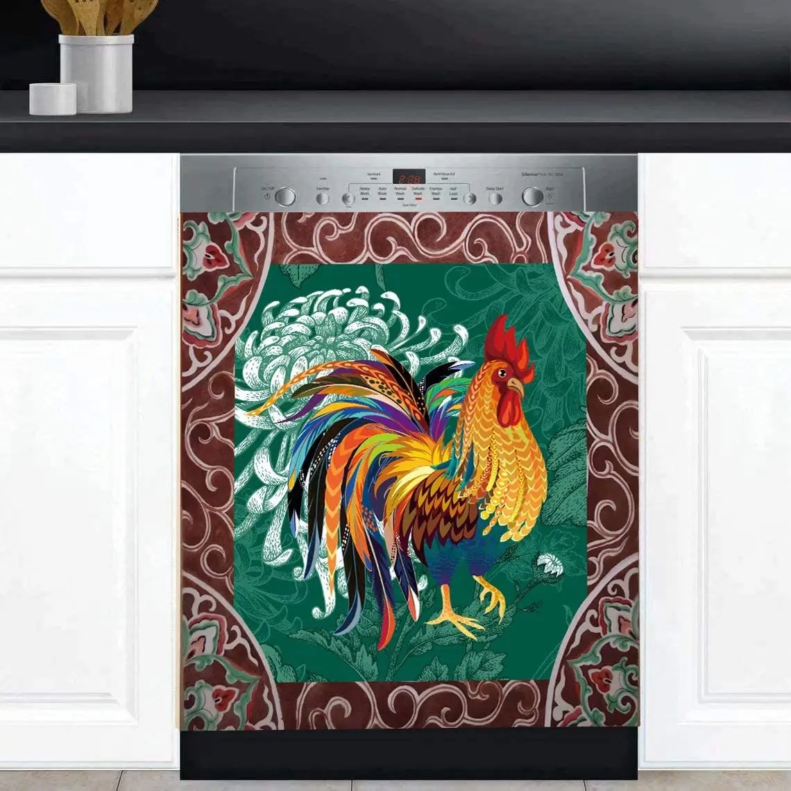 Pretty Rooster Hen Magnet Dishwasher Sticker,Country Chicken Fridge Magnetic Decals,Kitchen Decor Green Leaf Floral Dish Washer
Pretty Rooster Hen Magnet Dishwasher Sticker,Country Chicken Fridge Magnetic Decals,Kitchen Decor Green Leaf Floral Dish Washer