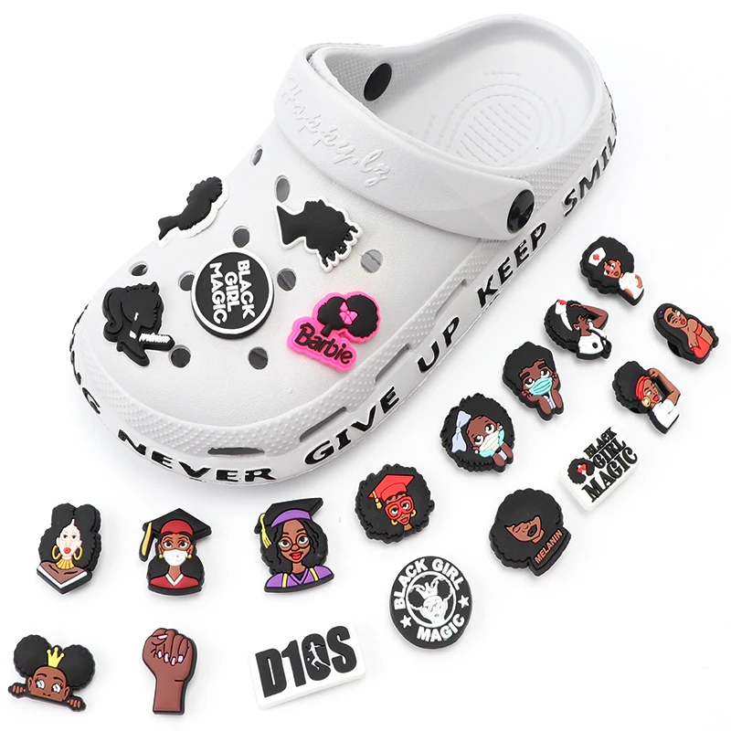 1pcs Black Couple Shoe Charms Tears Anti Croc JIBZ Accessories Designer Black Girls Rule Clog Shoes Buckle Soft PVC BLM Charm
1pcs Black Couple Shoe Charms Tears Anti Croc JIBZ Accessories Designer Black Girls Rule Clog Shoes Buckle Soft PVC BLM Charm