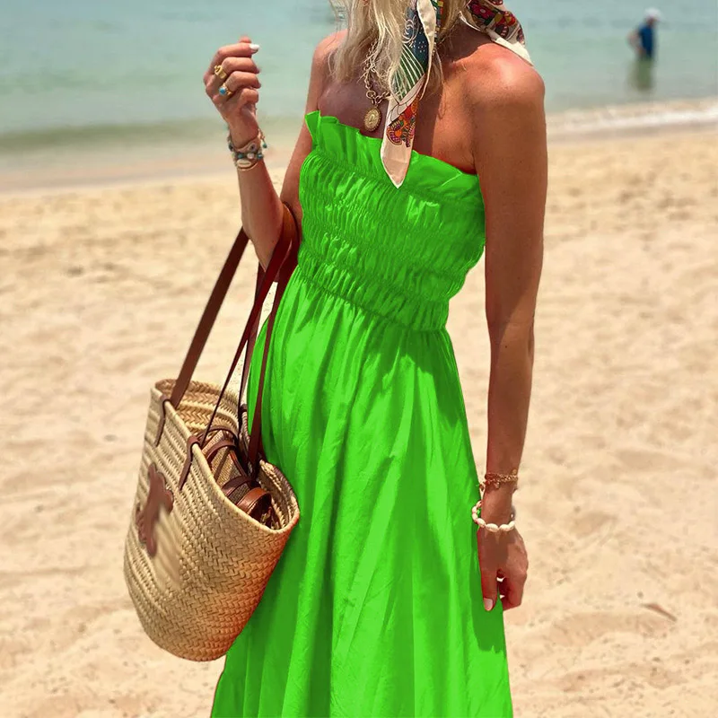 Chic Pleated Loose Maxi Dress 2023 Summer Casual Solid Off Shoulder Beach Dress Sexy Female Backless Elastic Waisted Sundress
Chic Pleated Loose Maxi Dress 2023 Summer Casual Solid Off Shoulder Beach Dress Sexy Female Backless Elastic Waisted Sundress