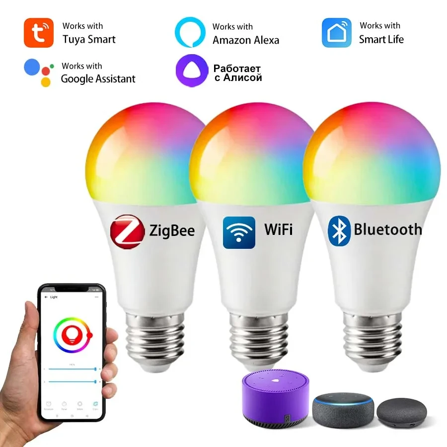 Tuya Smart Life WiFi Bluetooth RGB LED лампа 220В
Tuya Smart Life WiFi Bluetooth RGB LED лампа 220В
