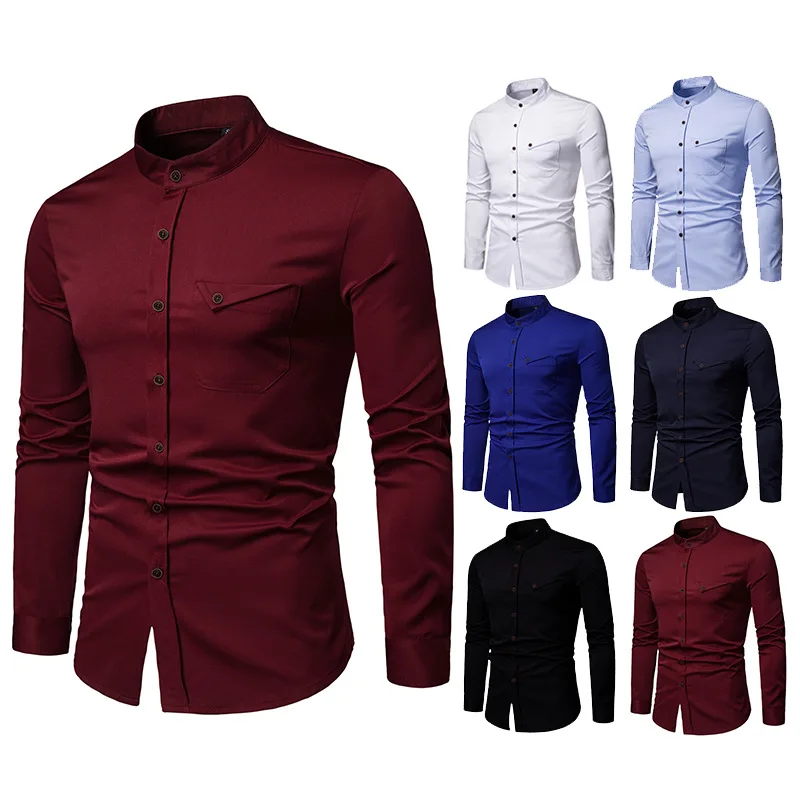 European 2022 Spring Autumn Man's Business Casual Long-sleeved Shirts Men's Henry Collar Chemise Homme Button Shirt
European 2022 Spring Autumn Man's Business Casual Long-sleeved Shirts Men's Henry Collar Chemise Homme Button Shirt