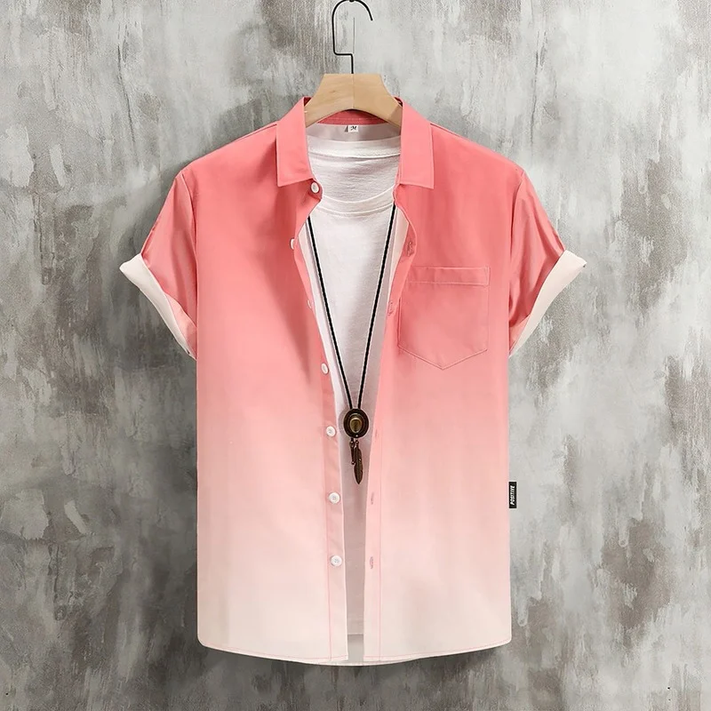 Men Clothing 2022 Summer New Hawaiian Men's Short -sleeved Shirt Gradient Color Pocket Single -breasted Sandy Beach Casual Shirt
Men Clothing 2022 Summer New Hawaiian Men's Short -sleeved Shirt Gradient Color Pocket Single -breasted Sandy Beach Casual Shirt