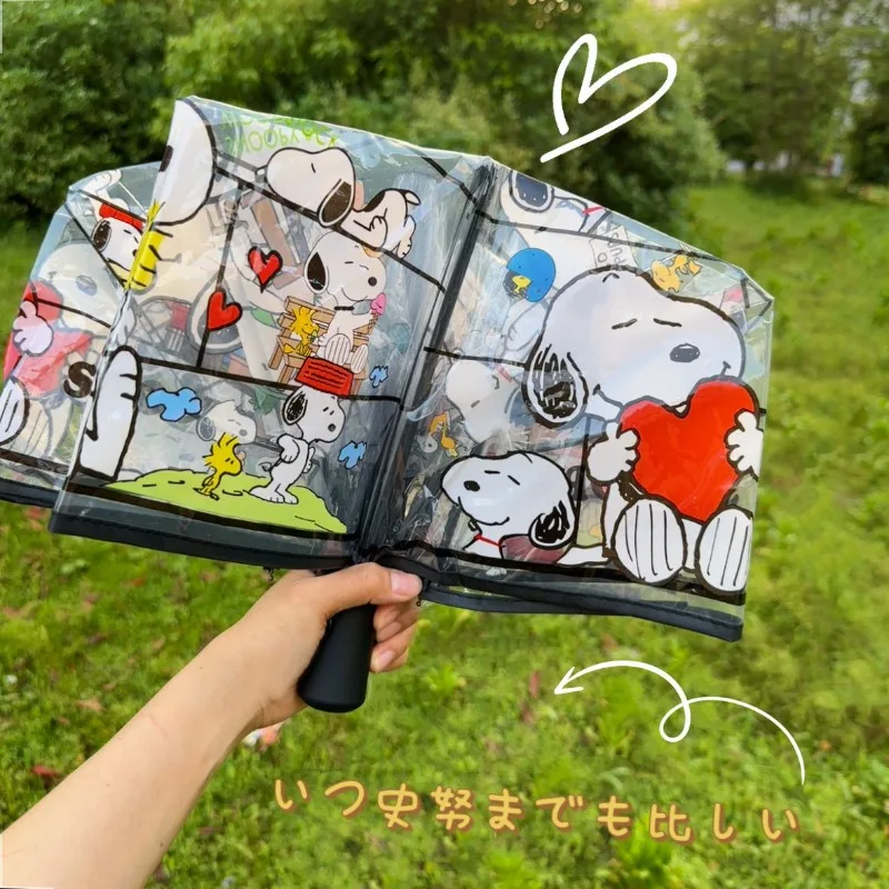 Kawaii Snoopy прозрачный автоматический зонтик милый складной с героями мультфильмов