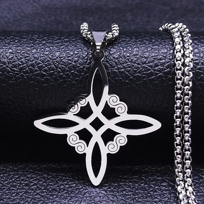 

Wicca Witchcraft Witch Knot Necklace Stainless Steel Choker Necklaces Vintage Amulet Supernatural Jewelry Gift for Women Men