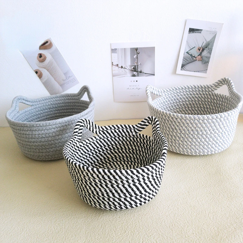 Desktop Storage Blue Cotton Rope Woven Storage Basket Cosmetics Snack Sundries Basket European Finishing Basket
Desktop Storage Blue Cotton Rope Woven Storage Basket Cosmetics Snack Sundries Basket European Finishing Basket