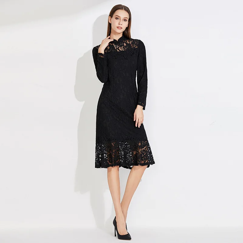 Women's Winter Dress Skirt New Qipao Skirt Fish Tail Skirt with Velvet and Thick Lace Black OL Dress Slimming
Women's Winter Dress Skirt New Qipao Skirt Fish Tail Skirt with Velvet and Thick Lace Black OL Dress Slimming