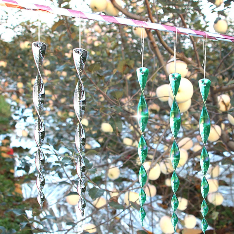 

10pcs Reflective Bird Deterrent Rods Hanging Bird Repellents 30cm Rotating Scare Rod Wind Spiral Rod Garden Anti-bird Protection