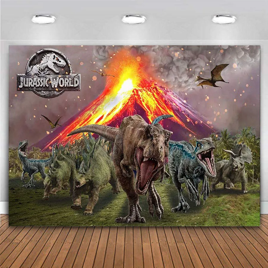 

Dinosaur Jurassic World Park Backdrop Tropical Rainforest Animals Jungle Background for Boys 1st First Birthday Party Decoration