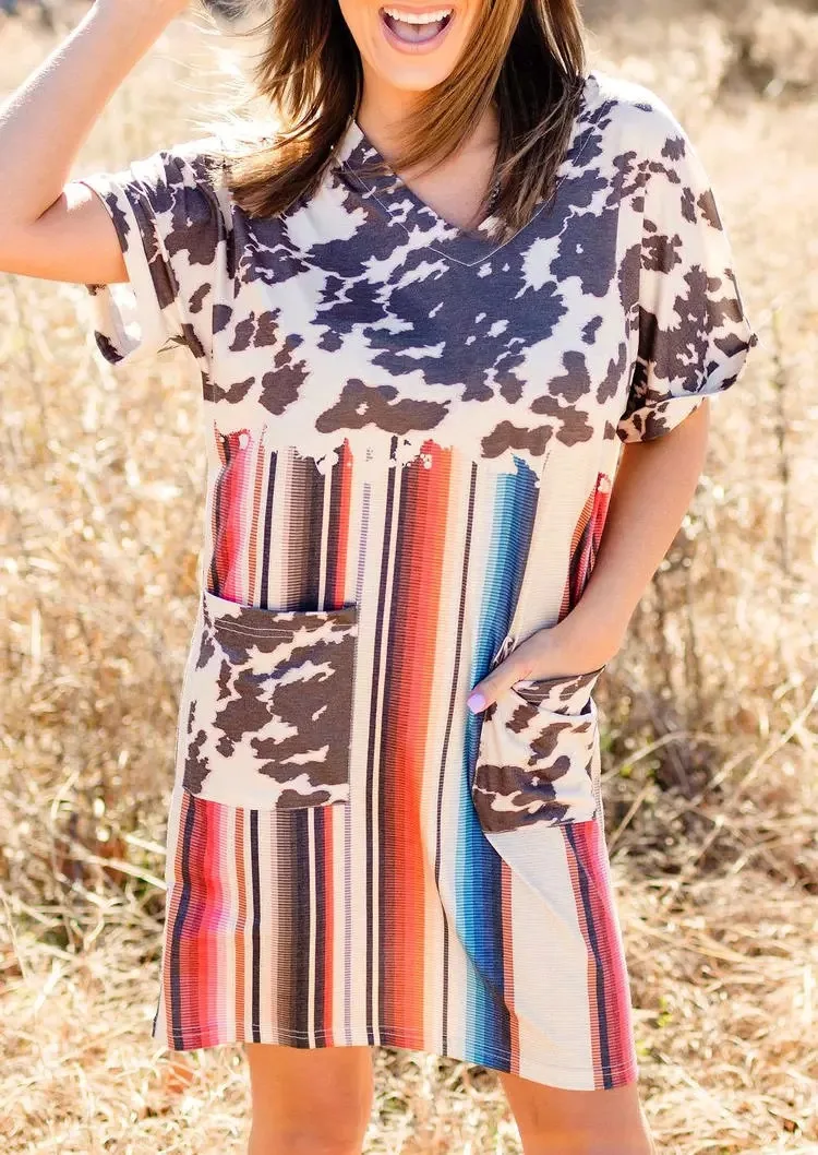 Новинка лета 2023, женское платье с V-образным вырезом, женское платье Бохо с короткими рукавами и леопардовым принтом 
Новинка лета 2023, женское платье с V-образным вырезом, женское платье Бохо с короткими рукавами и леопардовым принтом