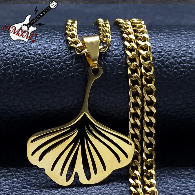 Punk Ginkgo Leaves Necklace Stainless Steel Gold Color Gingko Leaf Pendant Necklace colar masculino N4603S06
Punk Ginkgo Leaves Necklace Stainless Steel Gold Color Gingko Leaf Pendant Necklace colar masculino N4603S06