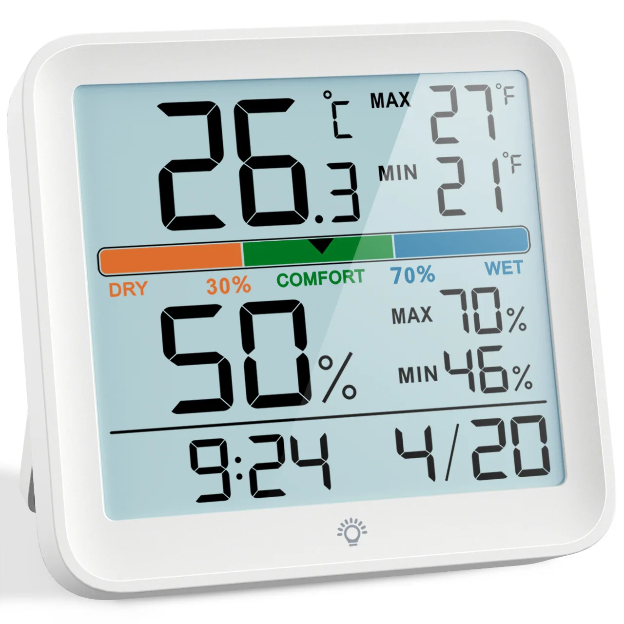 Color Screen Temperature and Humidity Meter Clock Multi-function Large Screen Indoor Household Electronic Alarm Clock Backlight
Color Screen Temperature and Humidity Meter Clock Multi-function Large Screen Indoor Household Electronic Alarm Clock Backlight