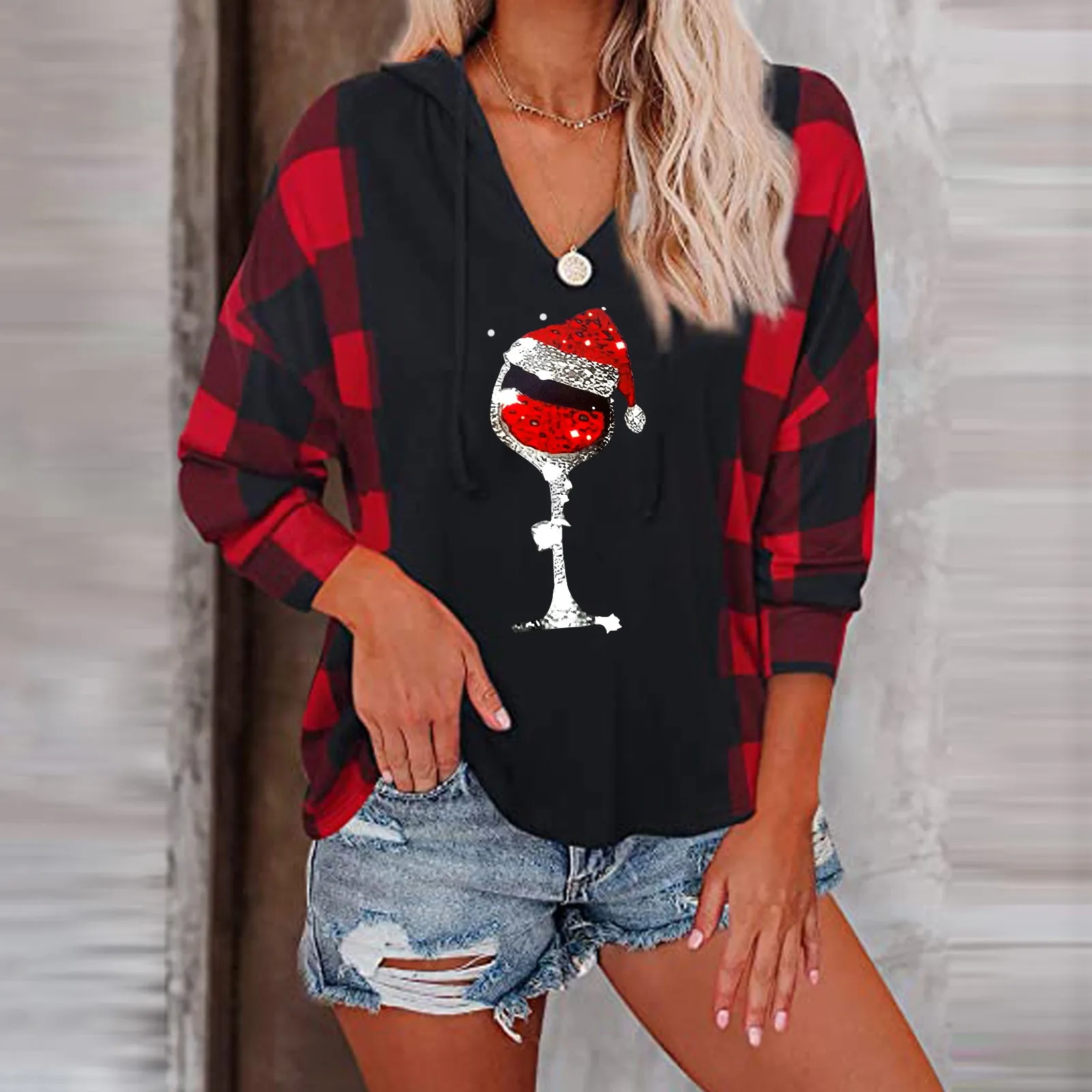 Merry Christmas And Print With Round Women's Hoodie Long Christmas Neck Sleeves Women's Blouse Overlapping Top Women Wink
Merry Christmas And Print With Round Women's Hoodie Long Christmas Neck Sleeves Women's Blouse Overlapping Top Women Wink