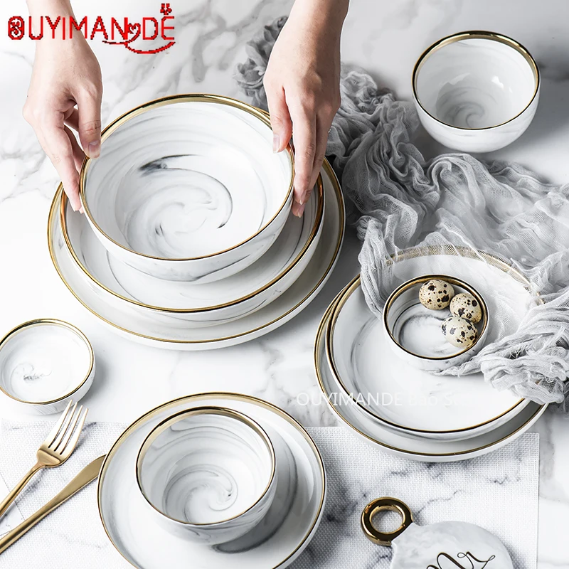 1pc Glod Marble Ceramic Dinner Dish Plate Rice Salad Noodles Bowl Soup Plates Dinnerware Sets Tableware Kitchen Cook Tool
1pc Glod Marble Ceramic Dinner Dish Plate Rice Salad Noodles Bowl Soup Plates Dinnerware Sets Tableware Kitchen Cook Tool
