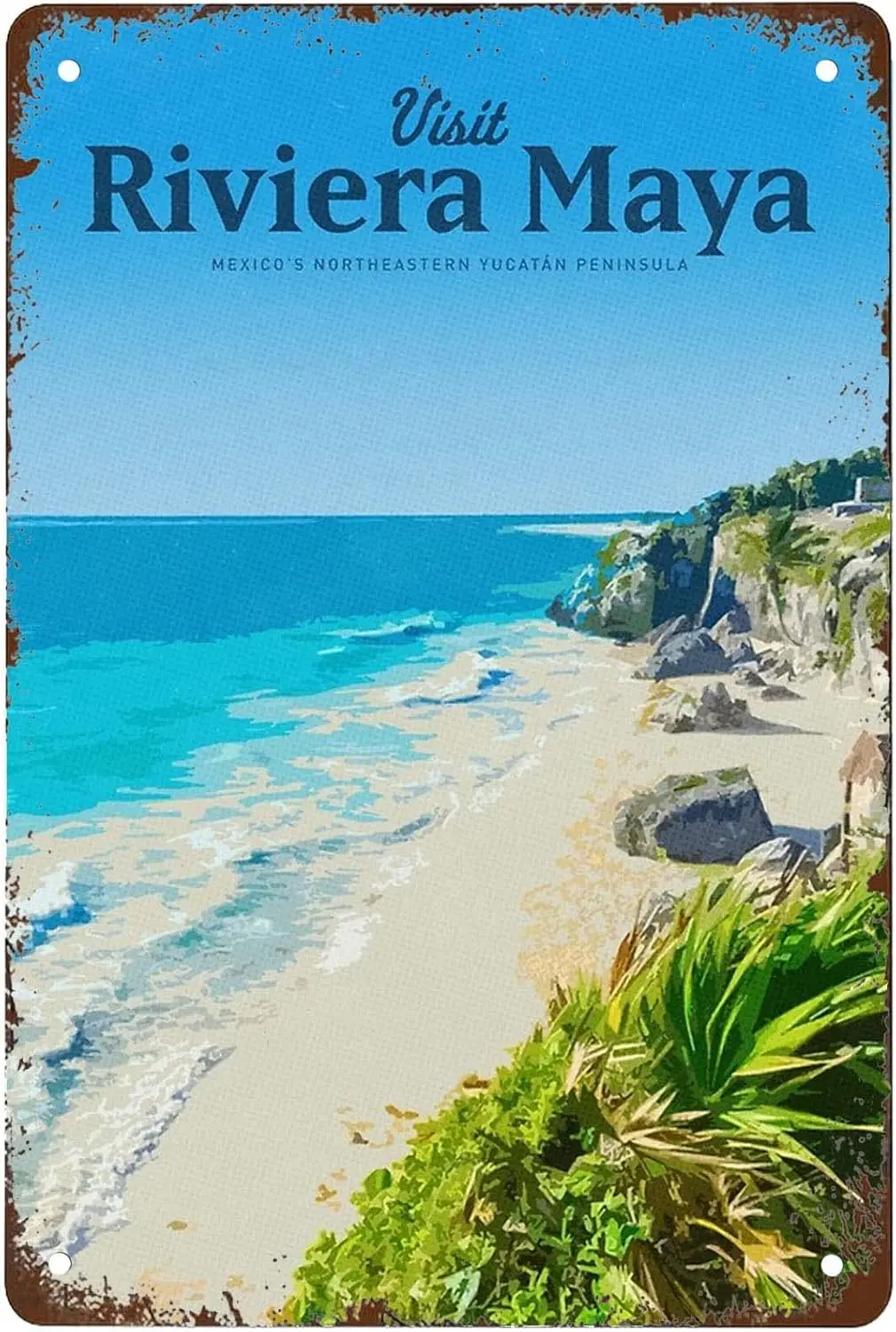 Забавный Visit Riviera Maya Знаки Настенный декор Винтаж Металлическая жестяная вывеска