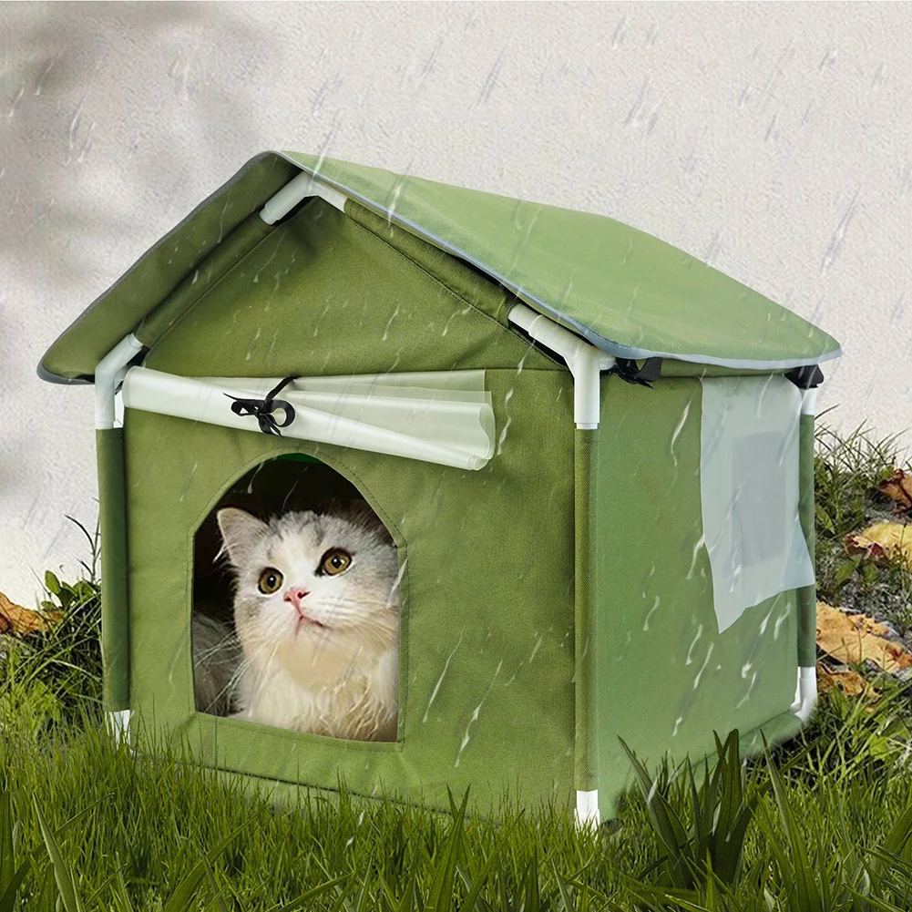 Cat House Outdoor Weatherproof Warm Foldable Feral Cat Shelter With Removable Mat For Cats Dogs Small Animals 
Cat House Outdoor Weatherproof Warm Foldable Feral Cat Shelter With Removable Mat For Cats Dogs Small Animals