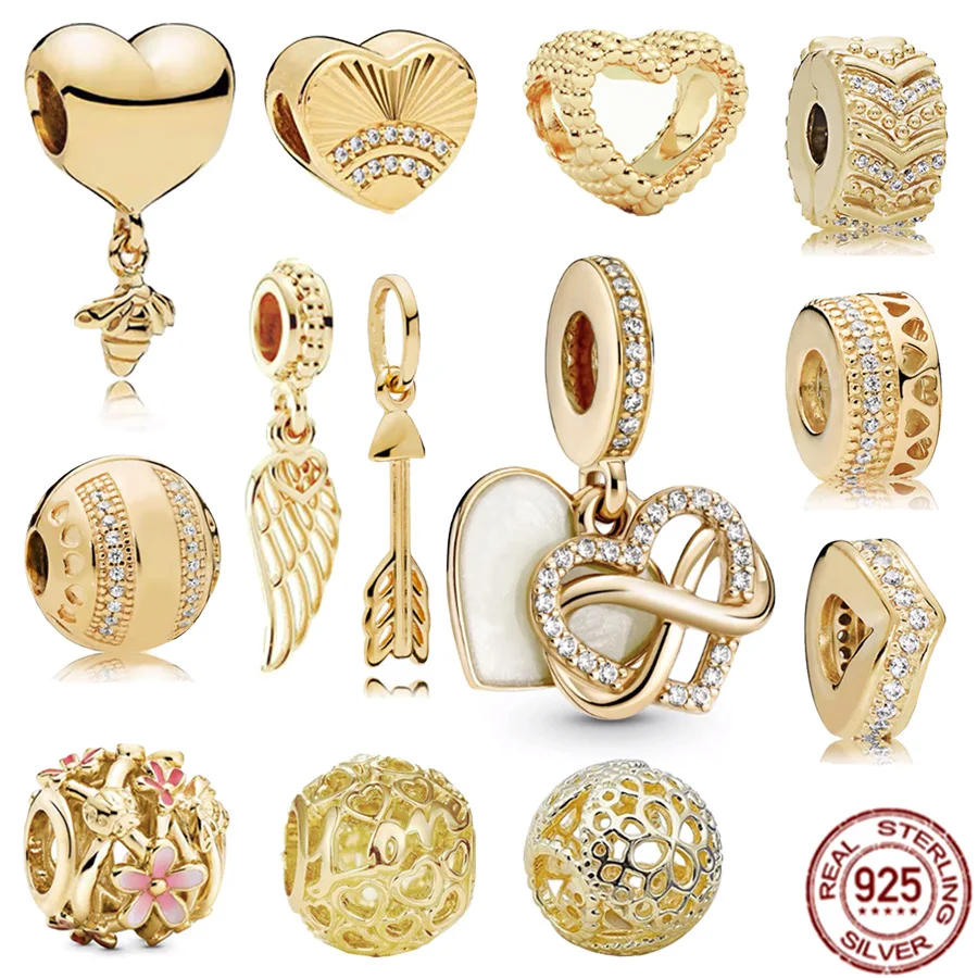 Gold Plated 925 Sterling Silver Sparkling Infinity Heart Dangle Charm Bead Fit Original Bracelet Bangle DIY Jewelry Gift
Gold Plated 925 Sterling Silver Sparkling Infinity Heart Dangle Charm Bead Fit Original Bracelet Bangle DIY Jewelry Gift