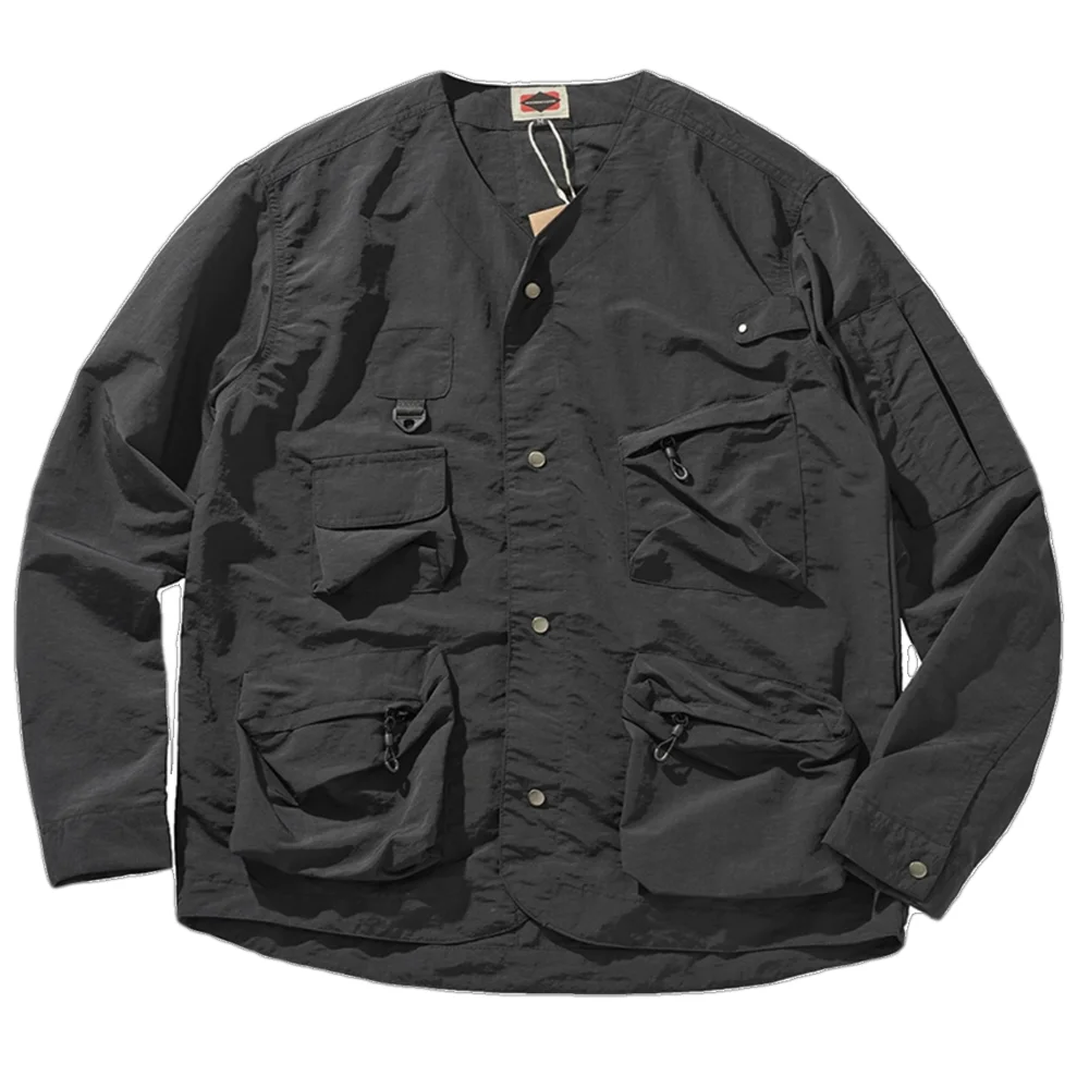 Cargo jacket men loose personality multi-pocket collarless fall shirt coat couple
Cargo jacket men loose personality multi-pocket collarless fall shirt coat couple