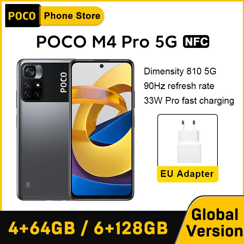 Смартфон глобальная версия POCO M4 Pro 4 Гб 64 Гб/6 ГБ 128 MTK Dimensity 810 дюйма FHD + Dot Display 33 Вт 50