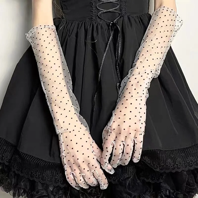 Модные свадебные черные перчатки в горошек, кружевные длинные перчатки для невесты, женские элегантные тянущиеся тюлевые сетчатые полупрозрачные женские варежки на весь палец
Модные свадебные черные перчатки в горошек, кружевные длинные перчатки для невесты, женские элегантные тянущиеся тюлевые сетчатые полупрозрачные женские варежки на весь палец