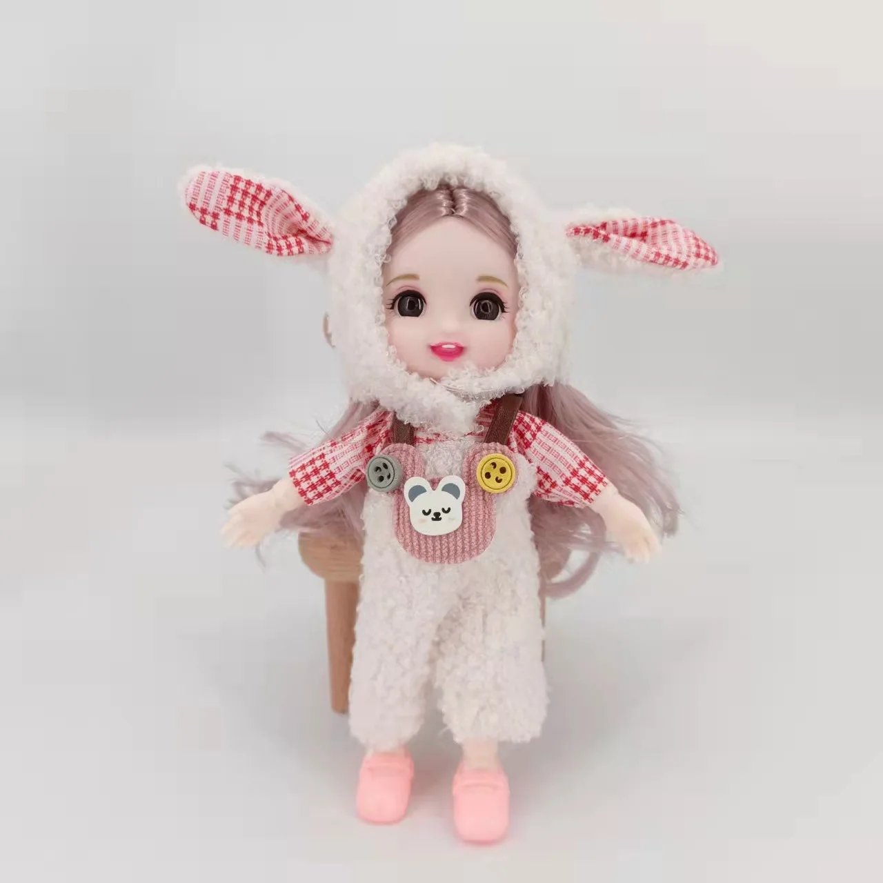 

8 Points 13 Joint Movable 16cm Cute Expression BJD Doll Clothes Set Can Be Changed Into 3D Eyes Princess Girl Costume Toy Gift