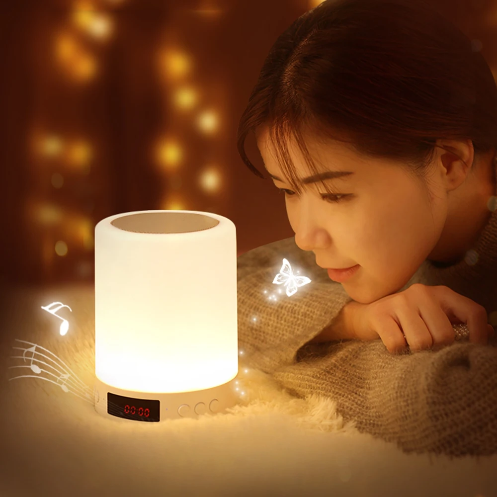LED Touching Control Night Light With Alarm Clock Smart Bluetooth-compatible Speaker Colorful Lamp TF Card Aux Cable MP3 Gift
LED Touching Control Night Light With Alarm Clock Smart Bluetooth-compatible Speaker Colorful Lamp TF Card Aux Cable MP3 Gift