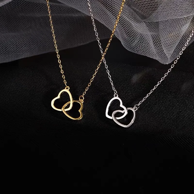 Double Heart Necklaces for Women Creative Simple Ring Clavicle Chain Valentine Gifts Luxury Wedding Party Aesthetic Jewelry
Double Heart Necklaces for Women Creative Simple Ring Clavicle Chain Valentine Gifts Luxury Wedding Party Aesthetic Jewelry