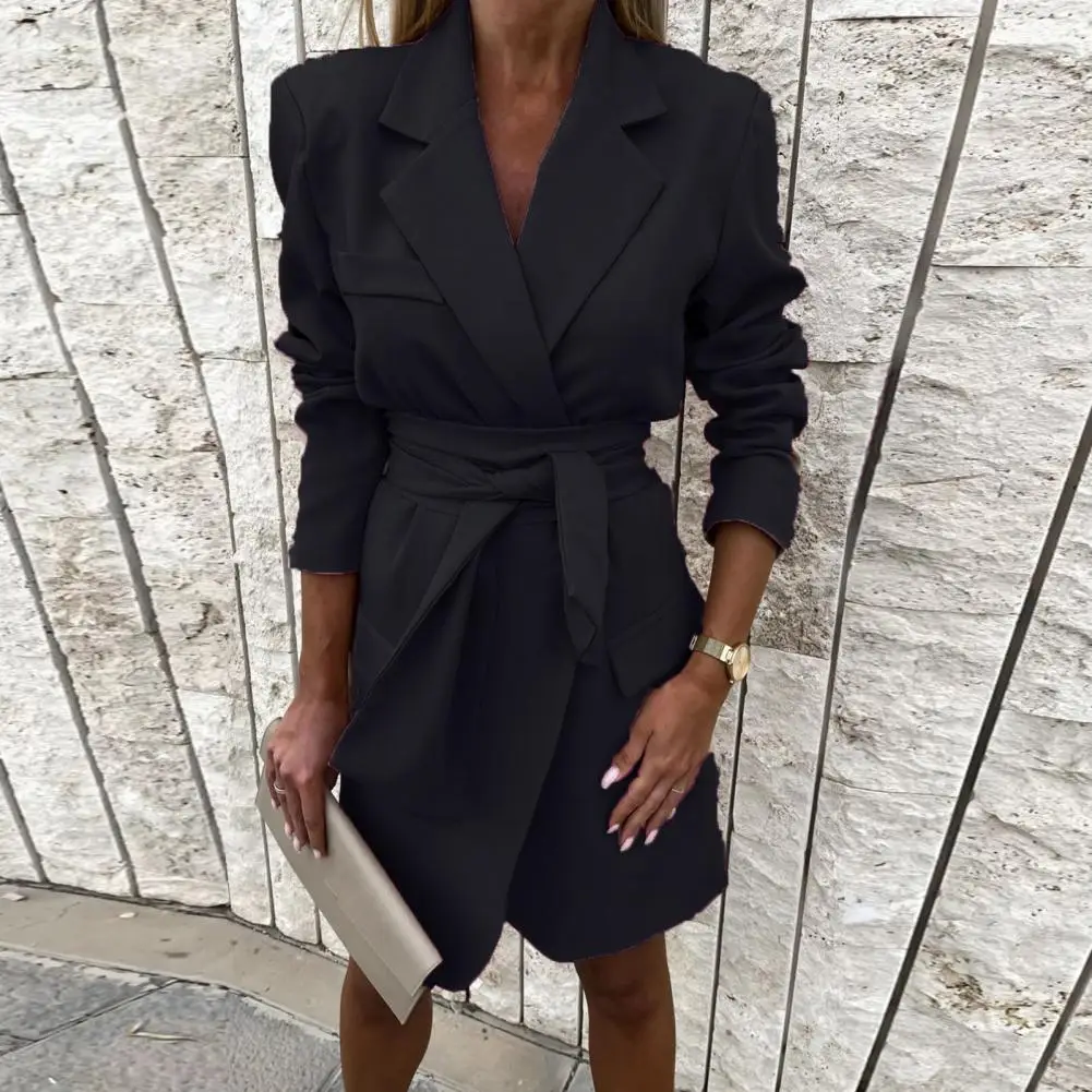 Female Fashion Horizontal Shoulder Blazer Dress Solid Color Belted Dress V Neck for Office
Female Fashion Horizontal Shoulder Blazer Dress Solid Color Belted Dress V Neck for Office