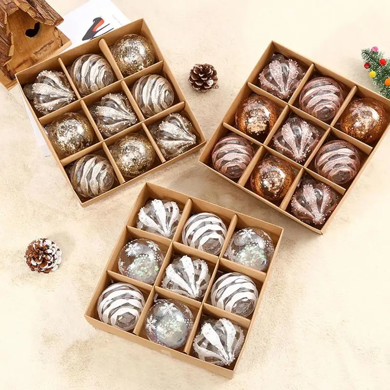 

9pcs Christmas Tree hanging Balls Ornaments 3.15inch Hangable Ball pendant for christmas festival Home Shopping Mall decoration