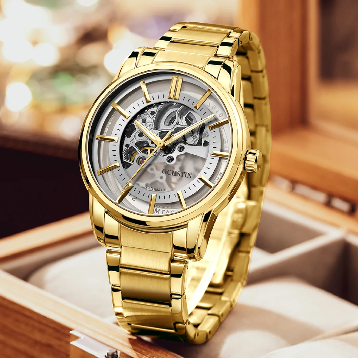New Men Mechanical Wristwatches Golden Skeleton Sport Automatic Male Watch OCHSTIN Top Brand Luxury 2022 Gold Transparent Clcok
New Men Mechanical Wristwatches Golden Skeleton Sport Automatic Male Watch OCHSTIN Top Brand Luxury 2022 Gold Transparent Clcok