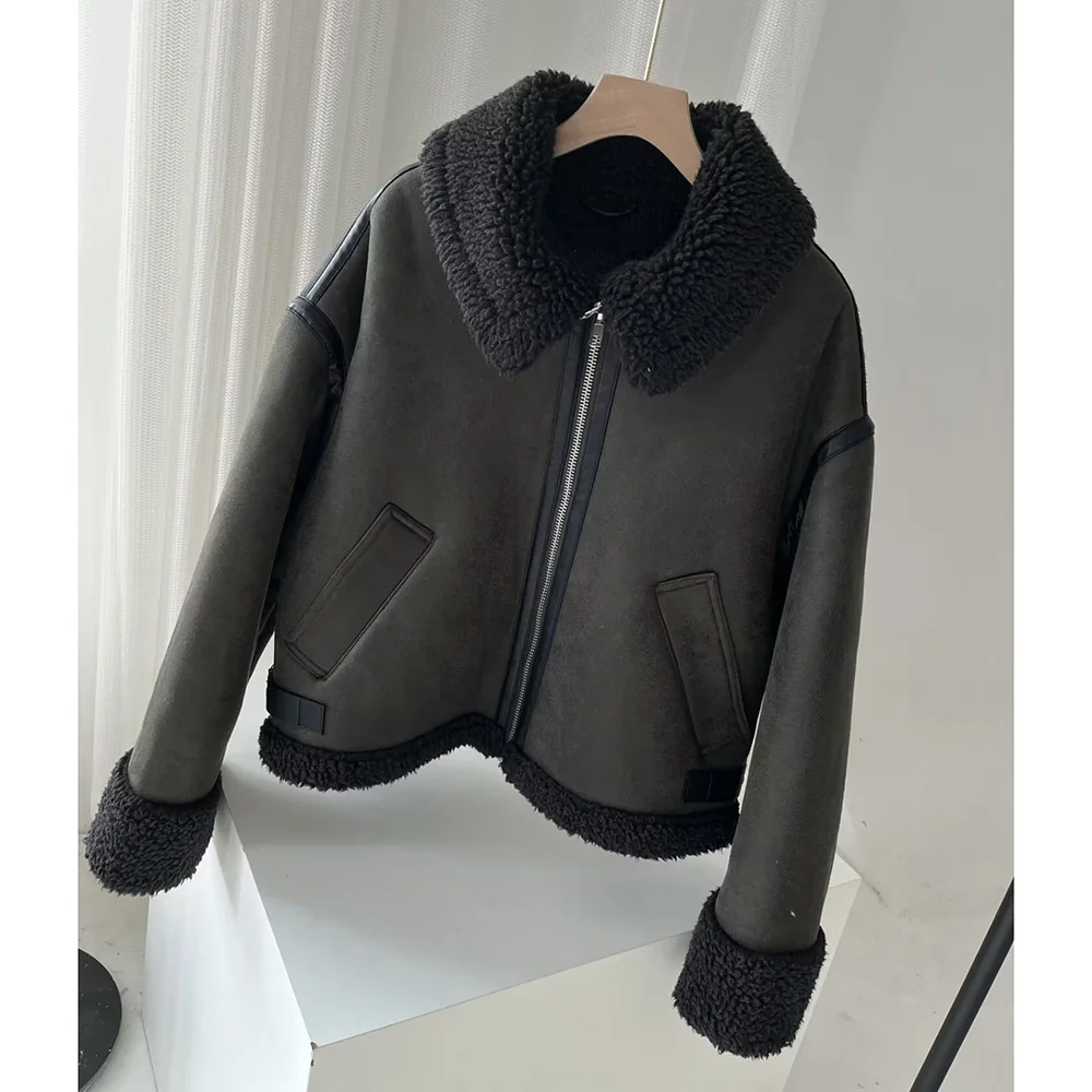 PB&ZA Winter Jacket Women's Coat Thick Warm Suede Lamb Jacket Motorcycle Casual Faux Leather Overcoat Streetwear Female 3548241
PB&ZA Winter Jacket Women's Coat Thick Warm Suede Lamb Jacket Motorcycle Casual Faux Leather Overcoat Streetwear Female 3548241