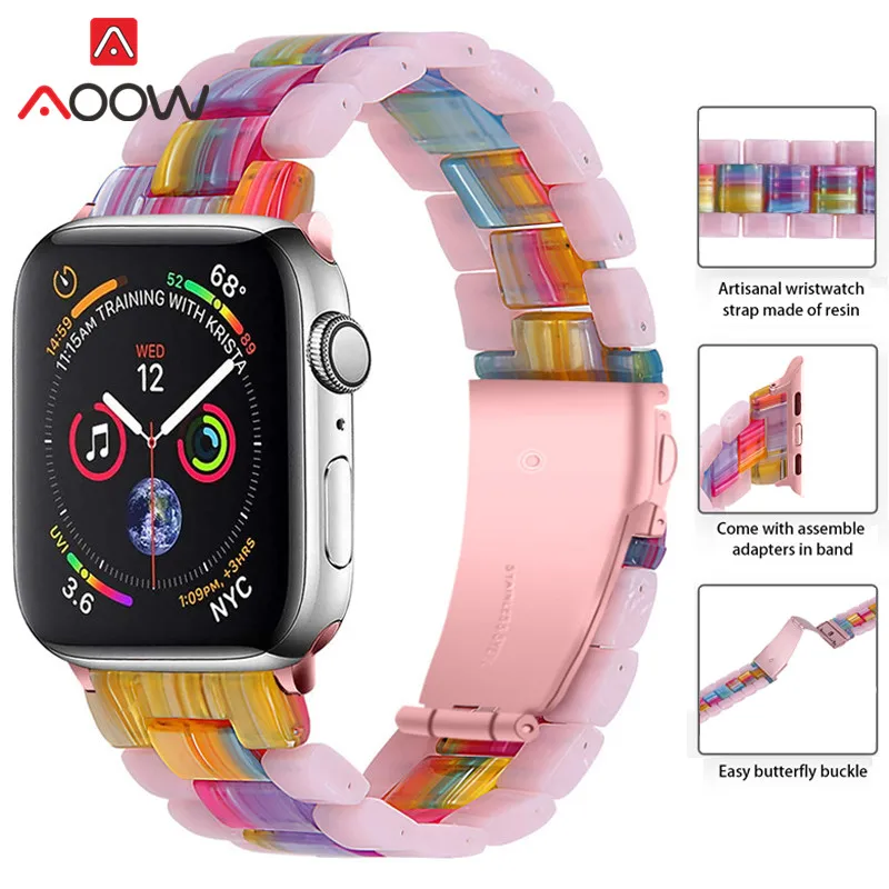 Pink Resin Strap for Apple Watch iWatch Series 7 6 5 4 3 2 SE 41mm 45mm 44mm 40mm 42mm 38mm Folding Buckle Women Bracelet Band
Pink Resin Strap for Apple Watch iWatch Series 7 6 5 4 3 2 SE 41mm 45mm 44mm 40mm 42mm 38mm Folding Buckle Women Bracelet Band