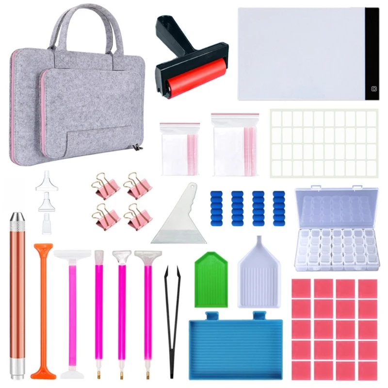 100Pcs 5D Set with A4 LED Light Pad Felt for CASE Bag Roller Stand Holder Diamond for Cross Stitch Painting for
100Pcs 5D Set with A4 LED Light Pad Felt for CASE Bag Roller Stand Holder Diamond for Cross Stitch Painting for