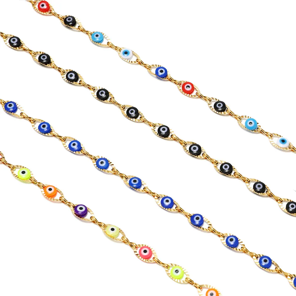 1 Meter Stainless Steel Gold Color Blue Turkey Eye Chains Beaded Charm Link Chain For Jewelry Making DIY Wholesale Findings
1 Meter Stainless Steel Gold Color Blue Turkey Eye Chains Beaded Charm Link Chain For Jewelry Making DIY Wholesale Findings
