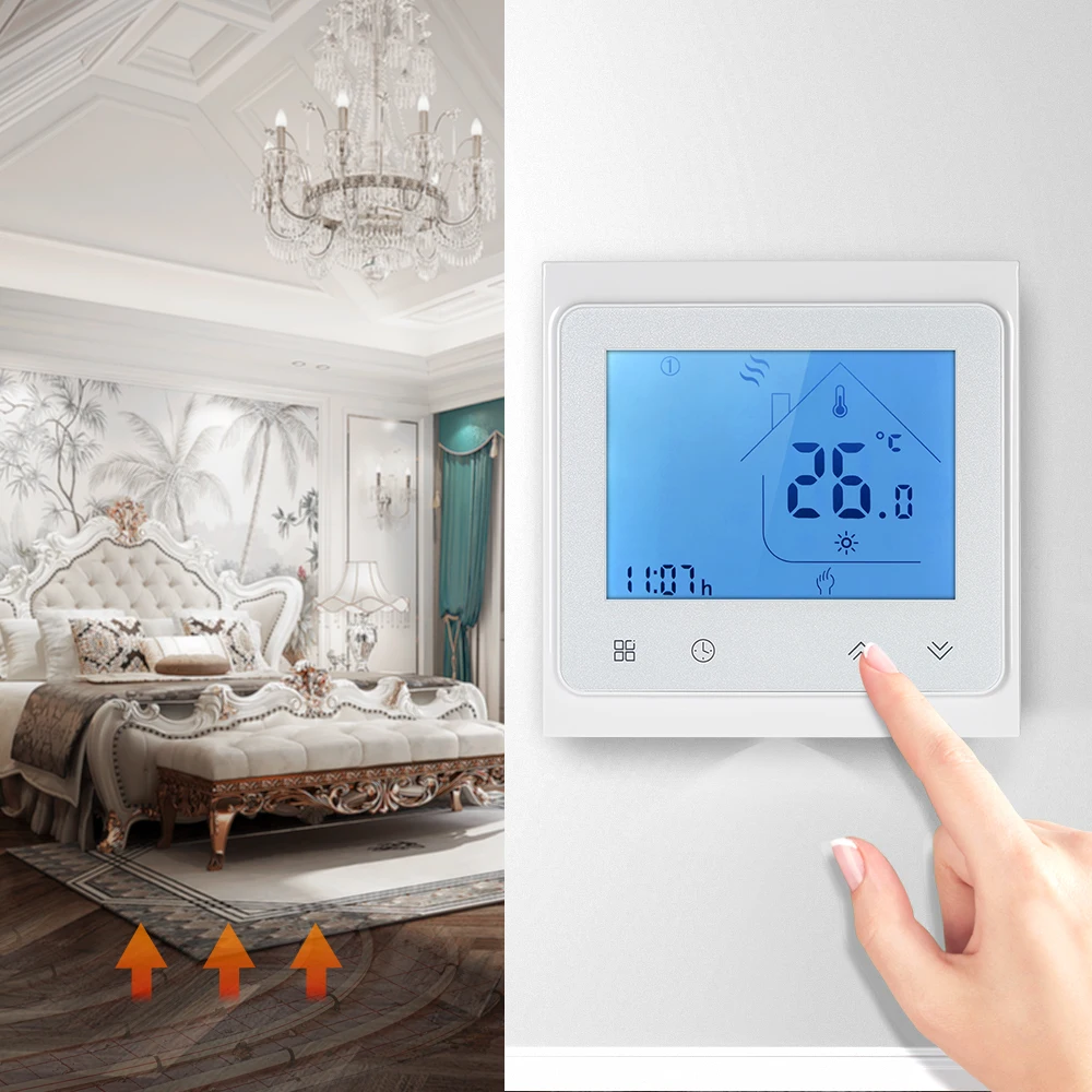 5A Water Heating Thermostat with Touchscreen LCD Display Weekly Programmable Energy Saving Temperature Controller 
5A Water Heating Thermostat with Touchscreen LCD Display Weekly Programmable Energy Saving Temperature Controller