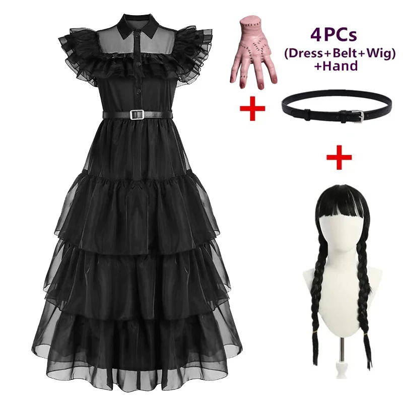 Костюм для косплея для девочек в среду, детское платье для косплея по мотивам фильма, черное готическое платье для девочек, костюмы на Хэлло... 
Костюм для косплея для девочек в среду, детское платье для косплея по мотивам фильма, черное готическое платье для девочек, костюмы на Хэлло...