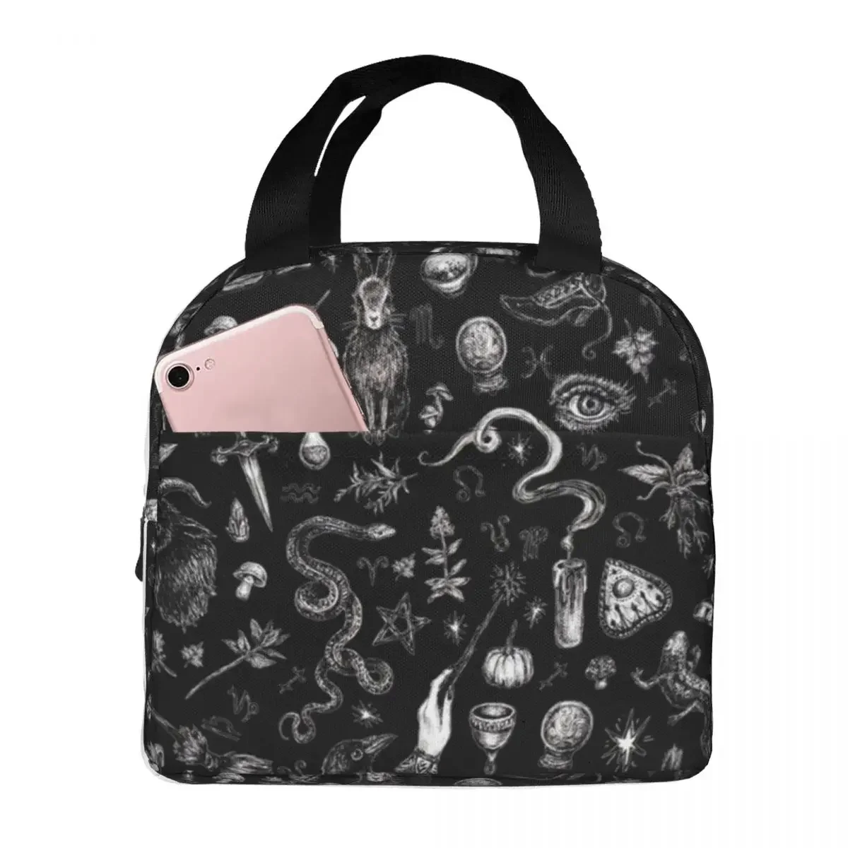Сумки для ланча для женщин и детей, Термосумка-холодильник черного цвета с рисунком ведьмы в ведьме Салема, водонепроницаемая сумка-тоут для пикника, готического столика
Сумки для ланча для женщин и детей, Термосумка-холодильник черного цвета с рисунком ведьмы в ведьме Салема, водонепроницаемая сумка-тоут для пикника, готического столика