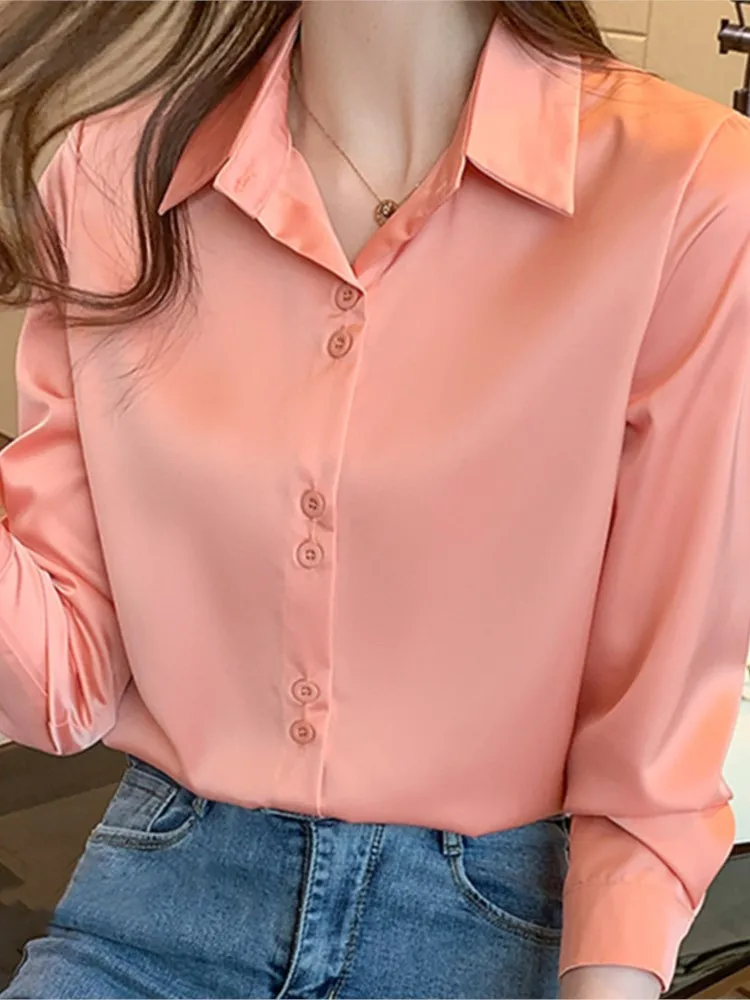 Women's Silk Shirts V-neck Solid Laides Tops Long Sleeve Fashion Satin Elegant Blouses Button Up White OL Vintage Tops Clothes
Women's Silk Shirts V-neck Solid Laides Tops Long Sleeve Fashion Satin Elegant Blouses Button Up White OL Vintage Tops Clothes