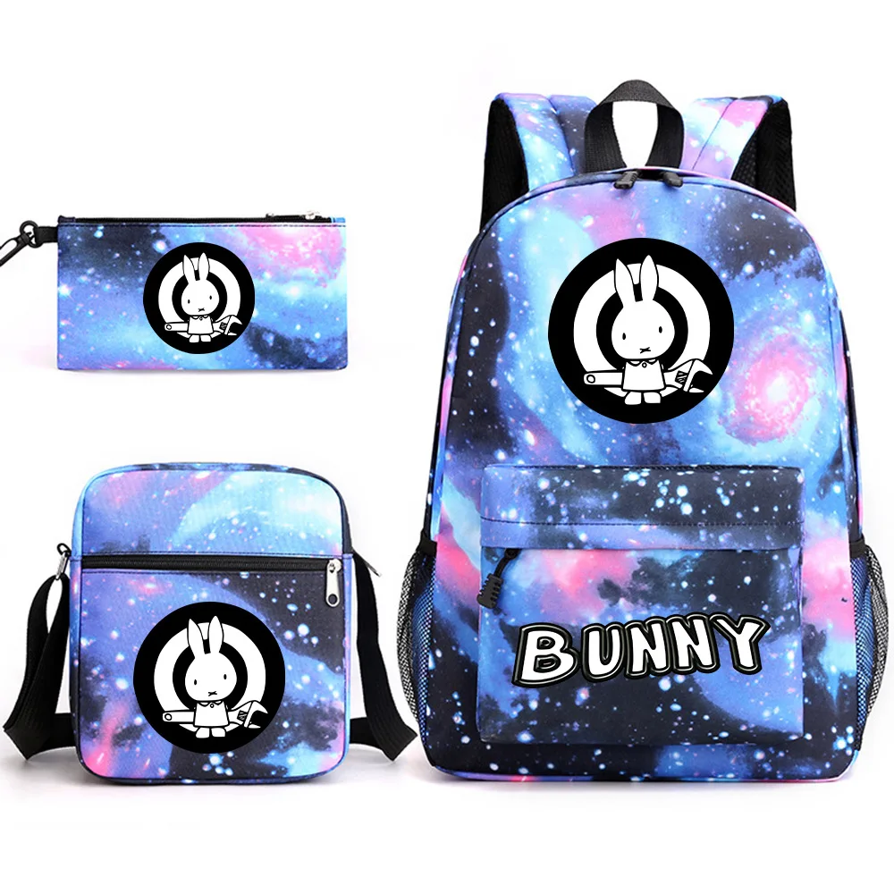 

Harajuku Creative Classic bad Bunny Print 3pcs/Set pupil School Bags Laptop Daypack Backpack Inclined shoulder bag Pencil Case