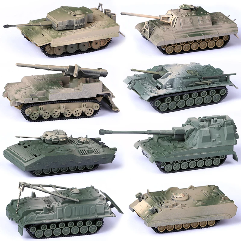 

8pcs/lot 1:72 4D Plastic Assemble Tank Kits World War II Model Puzzle Assembling Military Sand Table Toys For Children