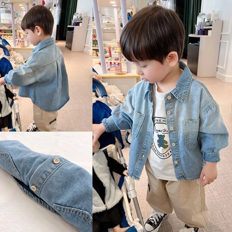 Boys' shirt long sleeve denim jacket spring autumn children's shirt baby denim shirt thin outer wear Turn-down Collar Blouse
Boys' shirt long sleeve denim jacket spring autumn children's shirt baby denim shirt thin outer wear Turn-down Collar Blouse