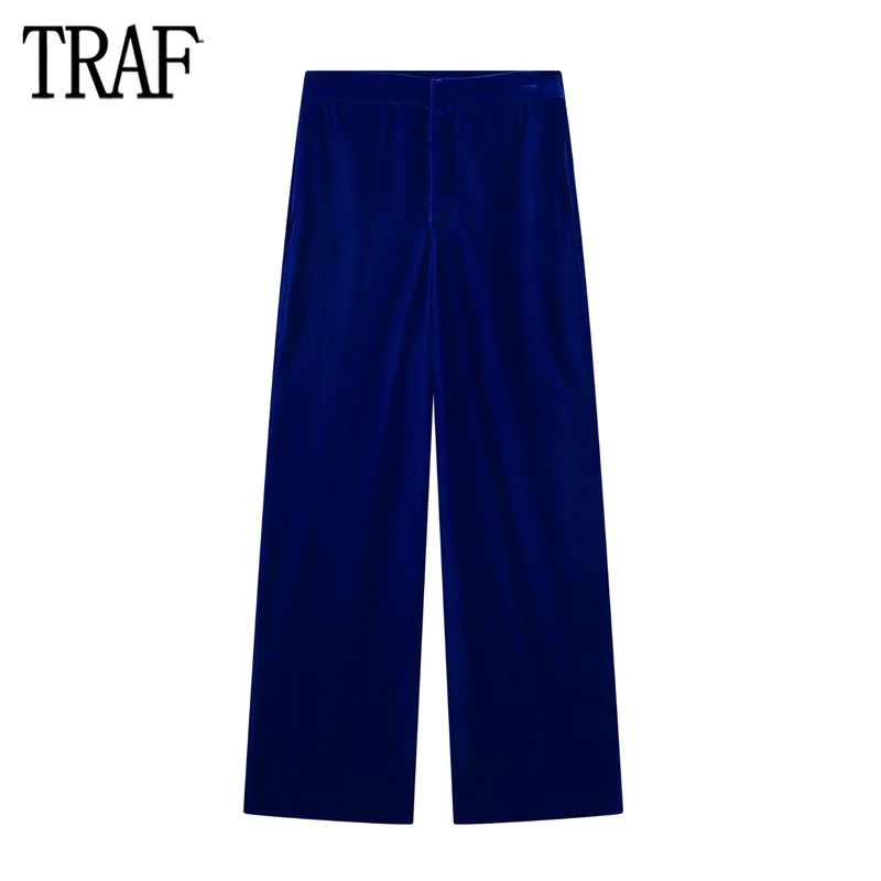 TRAF Blue Velvet Trousers Women High Waist Pants for Women Winter Office Wear Pants Women Streetwear Straight Leg Woman Trousers
TRAF Blue Velvet Trousers Women High Waist Pants for Women Winter Office Wear Pants Women Streetwear Straight Leg Woman Trousers