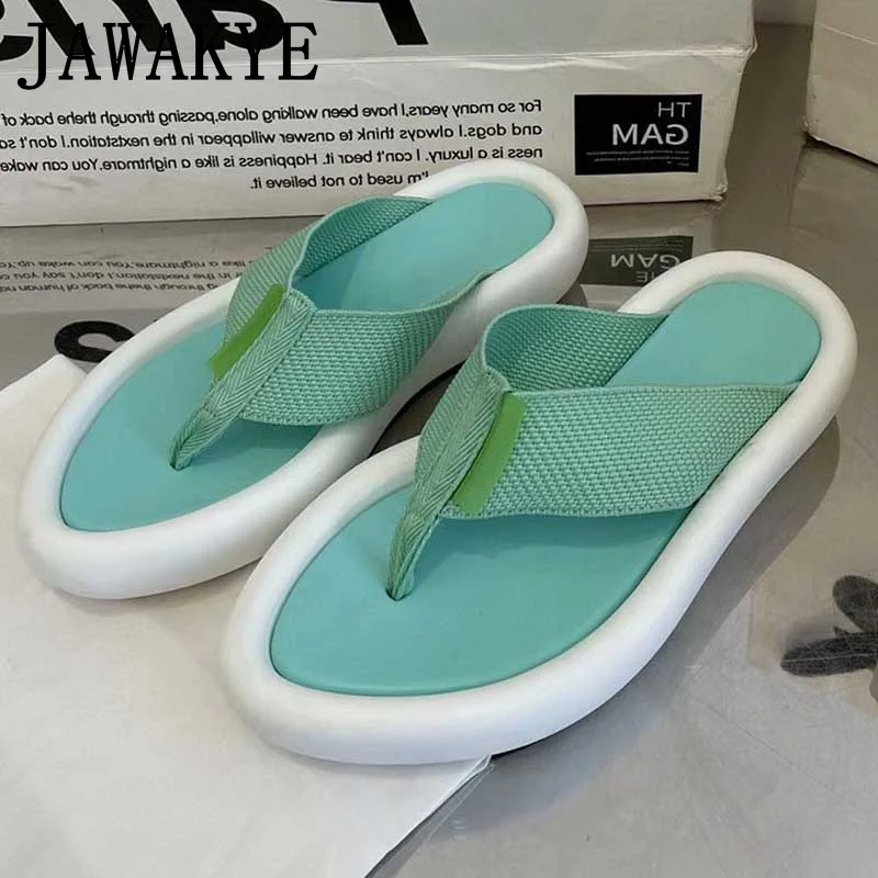 

Summer Canvas Flat Flip Flop For Women Causal Clip Toe Slippers Ladies Beach Slides Shoes Woman Thick Bottom Walking Out Mules