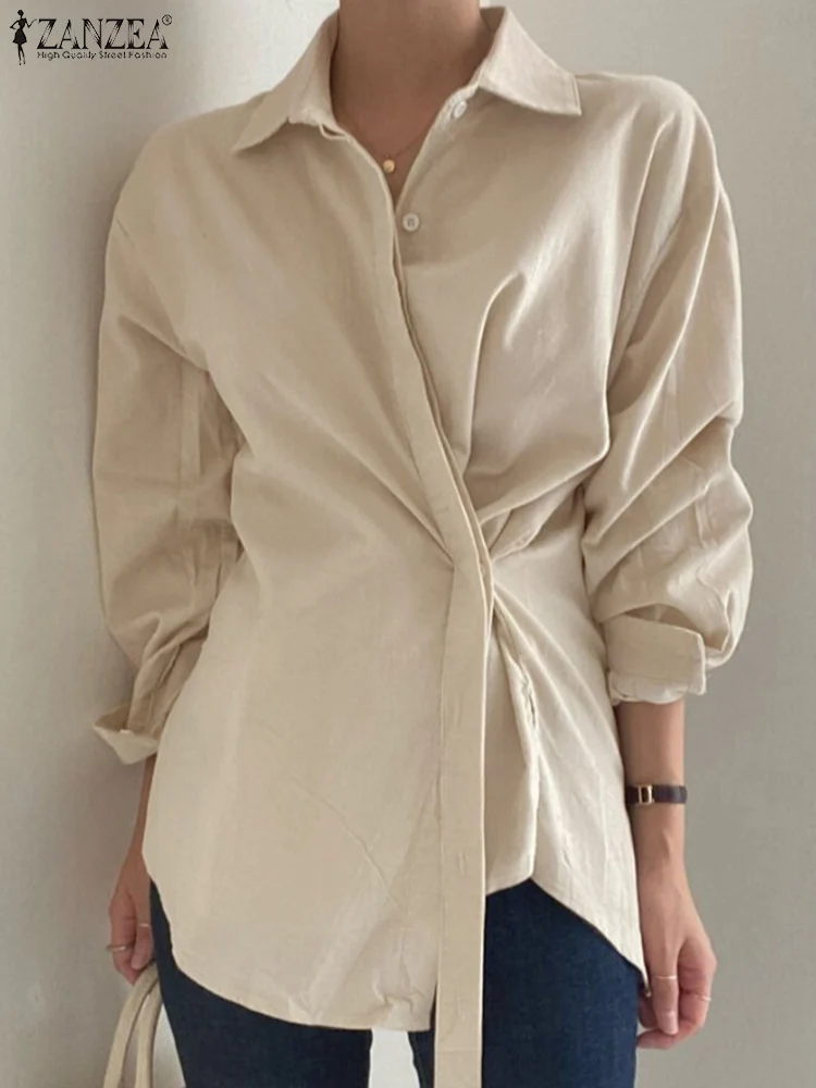 Коллекция 2022 года, модная Осенняя блузка ZANZEA с отложным воротником и длинным рукавом, элегантная женская Однотонная рубашка, свободная туни...
Коллекция 2022 года, модная Осенняя блузка ZANZEA с отложным воротником и длинным рукавом, элегантная женская Однотонная рубашка, свободная туни...
