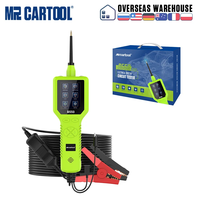 MR CARTOOL B550 Car Circuit Tester Power Output Test Multimeter Handheld Electrica System Circuit Analyzer Diagnostic Tool
MR CARTOOL B550 Car Circuit Tester Power Output Test Multimeter Handheld Electrica System Circuit Analyzer Diagnostic Tool