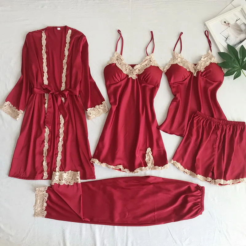 Bathrobes Set Woman 5 Pieces Ruched Robe Women's Pajamas Sexy Shorts Skirts Pijama Robes Women Pajama Sets Nightgowns
Bathrobes Set Woman 5 Pieces Ruched Robe Women's Pajamas Sexy Shorts Skirts Pijama Robes Women Pajama Sets Nightgowns
