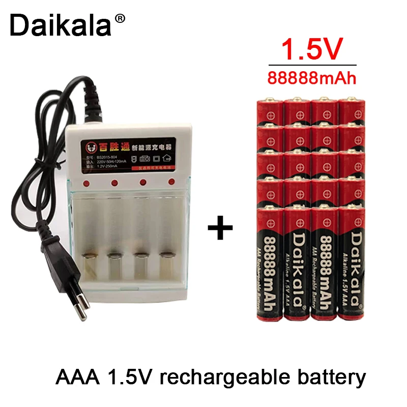 

AAA Alkaline Rechargeable Battery. 1.5V, 88888 mAh, For Clocks, Toys, Flashlights, Remote Controls, Cameras, Chargers, Brand New