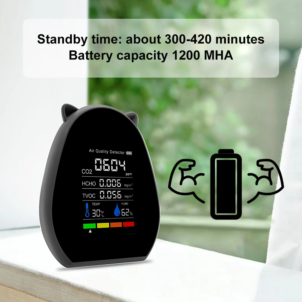 5 in 1 CO2 Meter Carbon Dioxide Digital Temperature Humidity Monitor Sensor Tester Detector TVOC HCHO Gas Analyzer
5 in 1 CO2 Meter Carbon Dioxide Digital Temperature Humidity Monitor Sensor Tester Detector TVOC HCHO Gas Analyzer