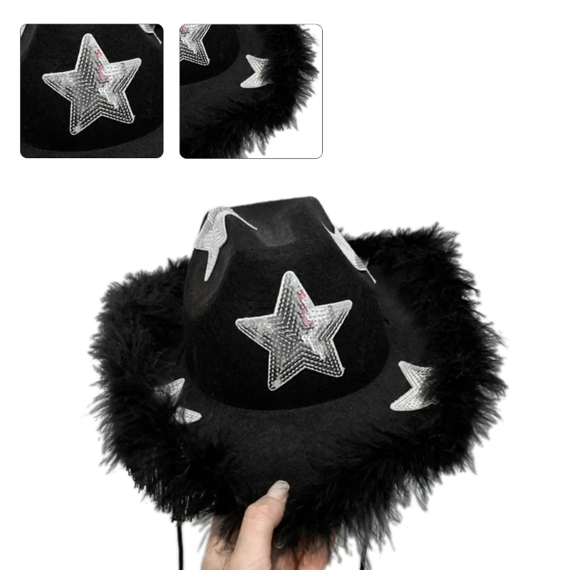 Ковбойская шляпа для девочек, блестящая шапка Cowgirl с блестками и отделкой в виде звезды, аксессуары для женских Костюмов
Ковбойская шляпа для девочек, блестящая шапка Cowgirl с блестками и отделкой в виде звезды, аксессуары для женских Костюмов