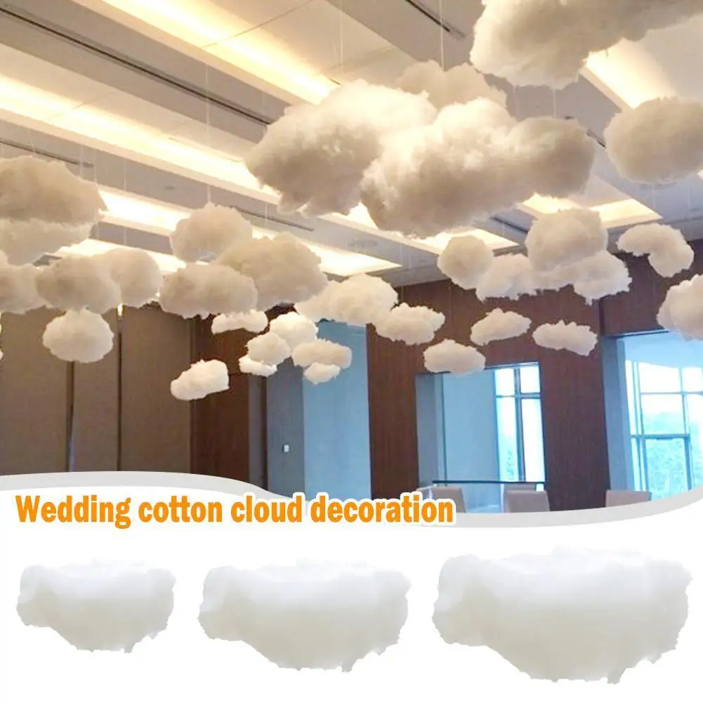 

Artificial White Cotton Cloud Wedding Background Decor Birthday Stage Hanging T Ornament Party Backdrop DIY Props Wedding H5W8