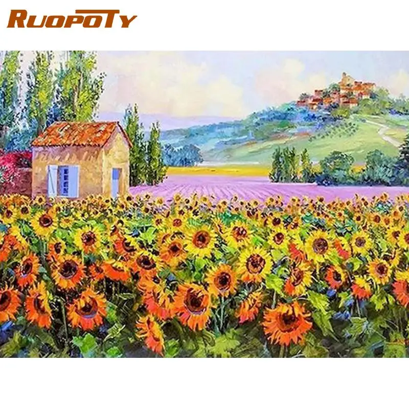 RUOPOTY Flower Diamond Painting Sunflowers House Pictures Of Rhinestones Diamond Embroidery Cross Stitch Needlework Decor
RUOPOTY Flower Diamond Painting Sunflowers House Pictures Of Rhinestones Diamond Embroidery Cross Stitch Needlework Decor